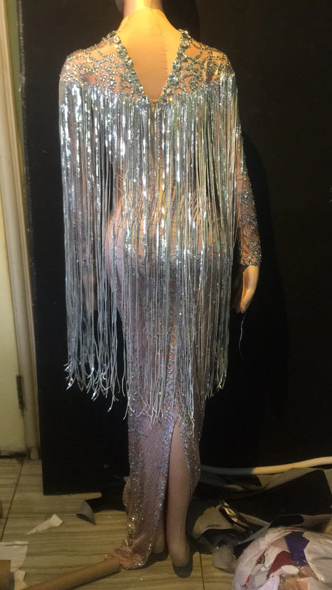 Новинка 2020 женское сексуальное длинное платье с блестящими кристаллами Вечерние