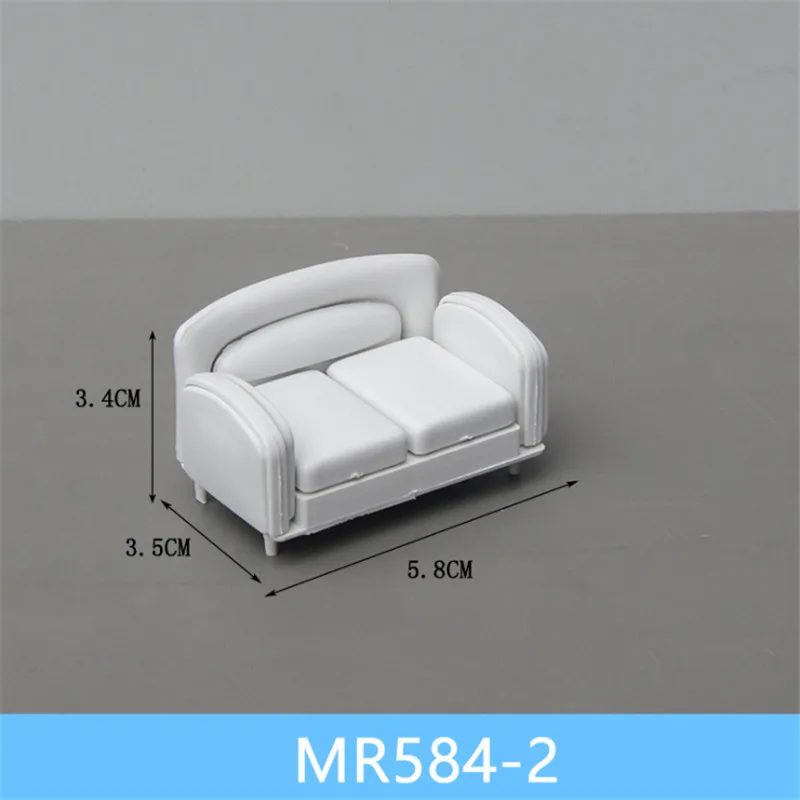 MR584-2 1 шт./лот масштаб 1:25 Миниатюрная пластиковая модель белый диван и кровать для строительства поезда Макет железной дороги декорации аксессуары - Цвет: MR584-2