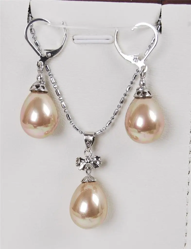 Жемчужные серьги с ангелами и жемчугом цвета шампань ожерелье подвеской SetAAA 18K GP