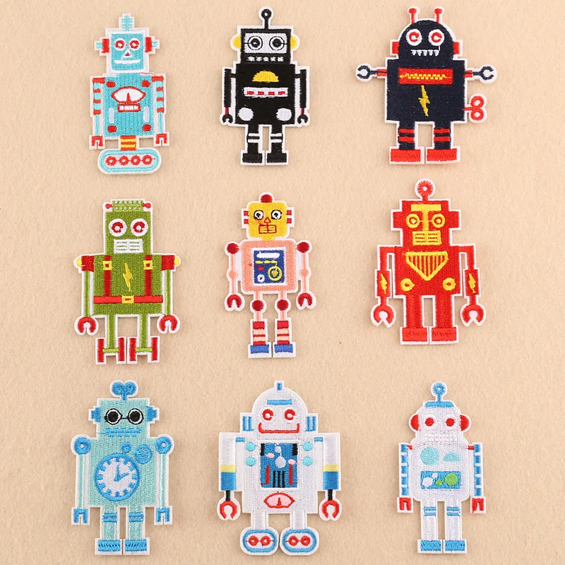 Милые железные нашивки в виде робота для одежды Mr Robot вышитые железные наклейки на одежду нашивки для одежды