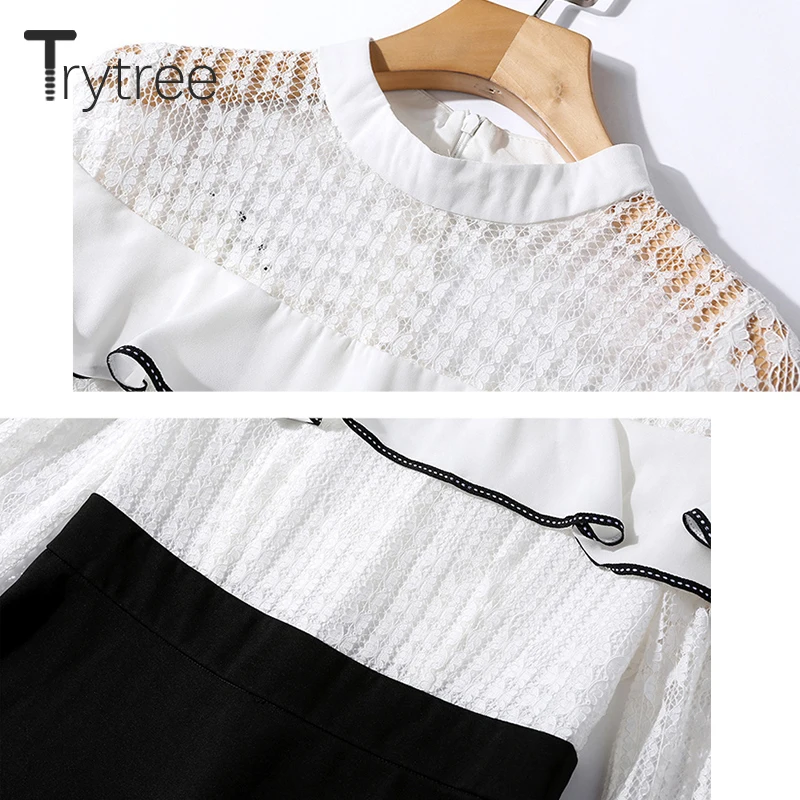 Trytree сезон: весна–лето оборками платье Повседневное полиэстер лоскутное