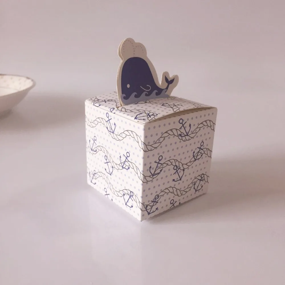 10 шт./лот DIY морской Кит якорь коробки для конфет вечеринки в честь рождения