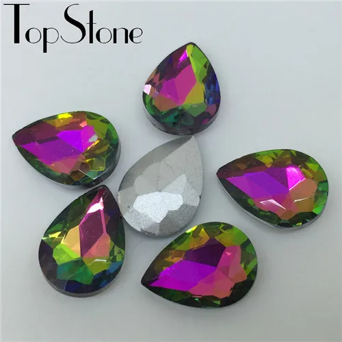 TopStone все размеры Цвета стеклянный кристалл в форме слезы роскошным камнем, остроконечные 7x10mm~ 20x30 мм в форме капель бусины для изготовления ювелирных изделий - Цвет: rainbow
