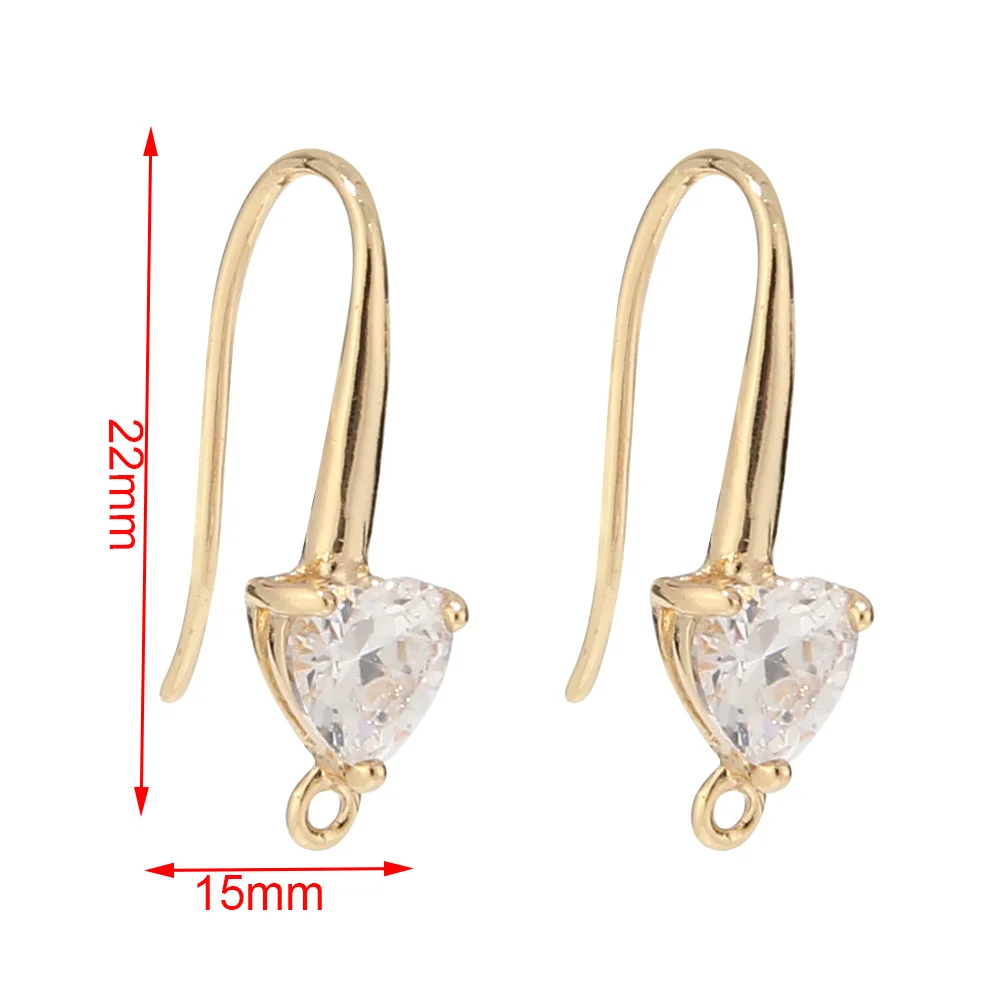 Gold Plated 6 шт. лучшее качество камень крючок ушные провода Позолоченные над серьги из латуни Поиск 22x15 мм не содержит свинец и никель - Цвет: Gold Plated