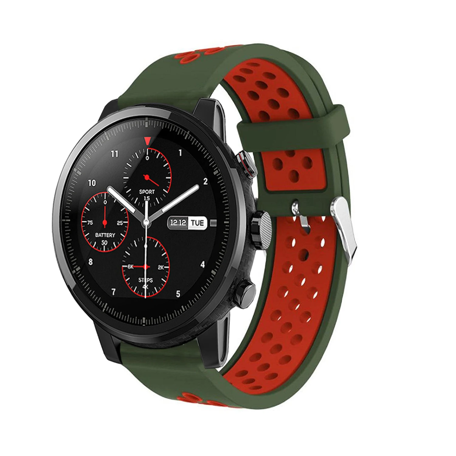 green red 22 мм спортивные силиконовые часы ремешок для Xiaomi Huami Amazfit Strato спортивные часы 2 Смарт часы заменены Пряжка ремешок - Цвет: green red