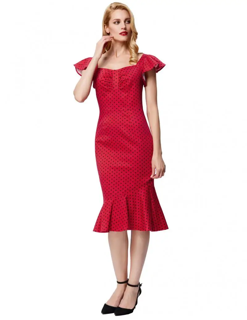 Ретро 50 s 40 женские винтажные платья в горошек вечерние Русалка миди