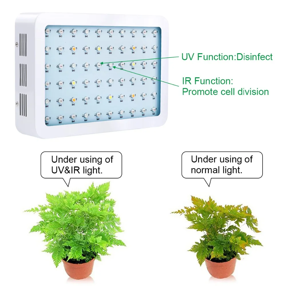 KingLED 600W двойной чип LED Grow Light полный спектр 410-730 нм для внутренних растений и цветочной фразы Очень высокий выход на.