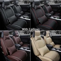4 colors car seat cover pu leather front rear 5 seats auto size m wneck lumbar pillow