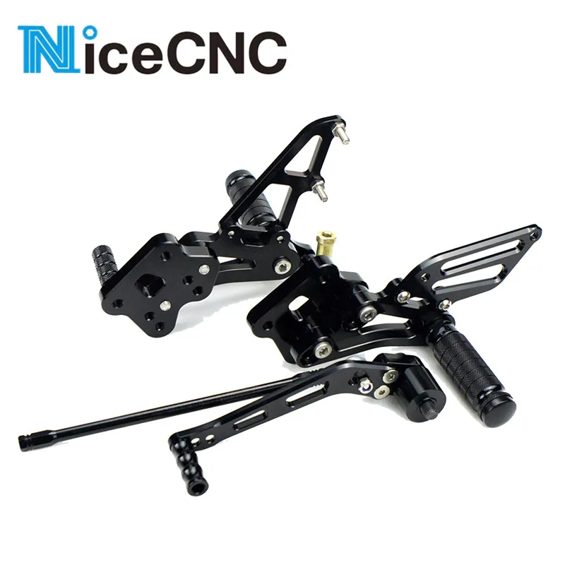 Черный Регулируемые подножки ног Rearsets для Suzuki GSXR600 GSXR750 GSXR GSX-R 600 750 2010 2009 2008 2007 2006 Сзади наборы для ухода за кожей - Цвет: Черный