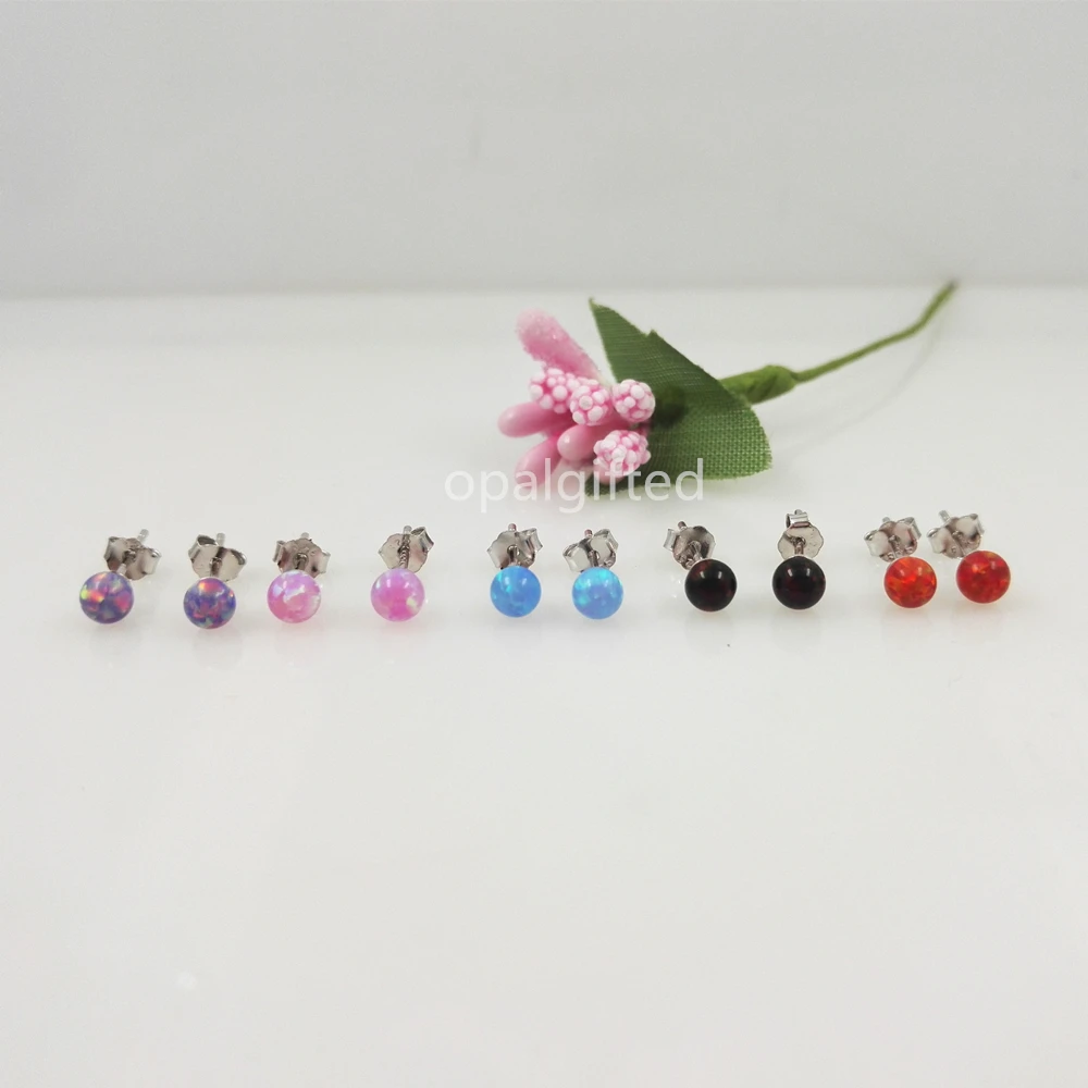 Женские серьги с опалом 1 цвет 4 мм|beads stud earrings|fashion earringsstud earrings |