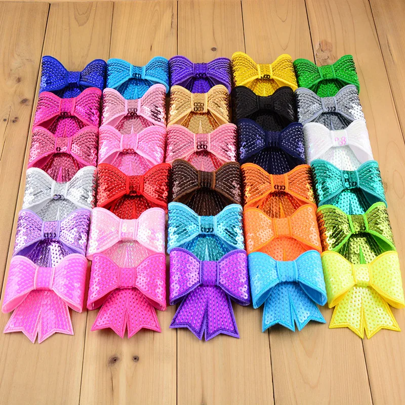 Новые вышитые блестками банты без зажима для девочек бутик аксессуаров волос