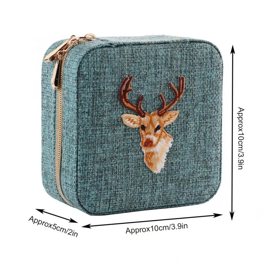 Fashion Linen Jewelry Storage Box Earring Ear Stud Ring Necklace Holder Organizer Case with Zipper holder | Украшения и