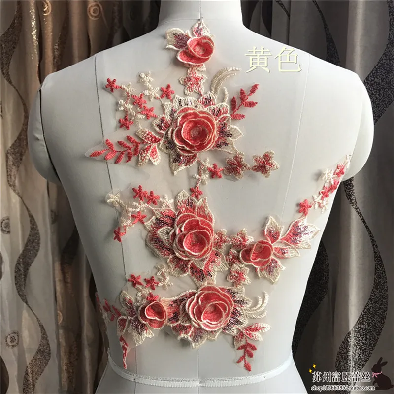 1Pc 38X42cm 4Colors Delicate 3D Wedding Veil Head Ornaments Lace Applique Trim Dress DIY Accessories BD0368 | Дом и сад
