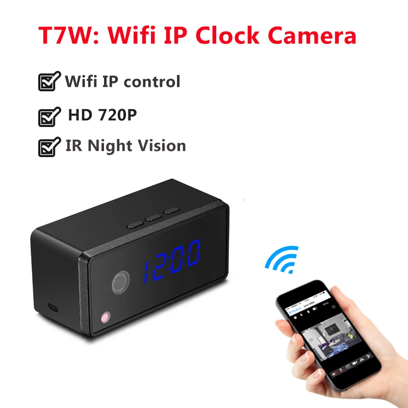 Беспроводная мини-камера с Wifi, настольные часы, камера HD 720 P, P2P, IP часы, тревожная Настройка, ИК, ночное видение, микро камера DVR, видеокамера