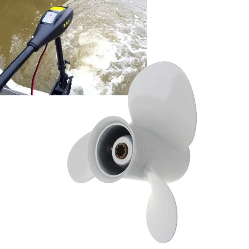 

Boat Outboard Propeller 9 1/4 x 10 Aluminum Alloy For Yamaha 9.9-15HP White 3 Blades 8 Spline Tooth