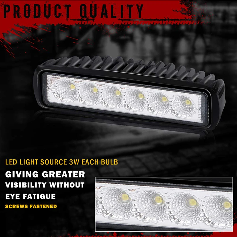 New 4Pcs 6Inch 18W Flood Led Work Light Backup Lamps Pod Driving Fog Offroad Fits for ATV SUV Pickup Trucks Boat 12V 24V | Автомобили и