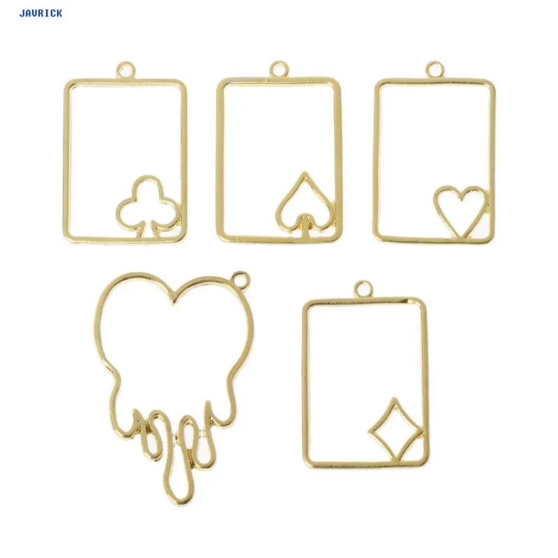 5 шт. покерная карта плавление сердце металлическая рамка ювелирные изделия УФ