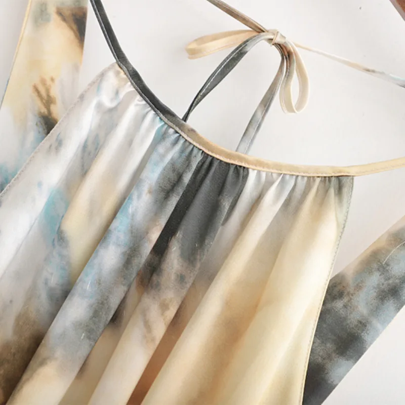 NSZ Tie Dye Платье женское с принтом Длинное Макси летнее платье открытыми плечами