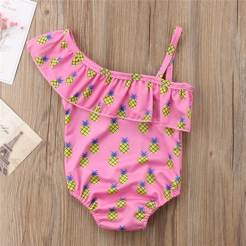 Детский цельный купальник для девочек 2018 бикини с принтом фламинго и ананаса