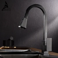 kitchen faucets silver pull out tap single hole handle solid brass black swivel 360 degree water mixer 866399r