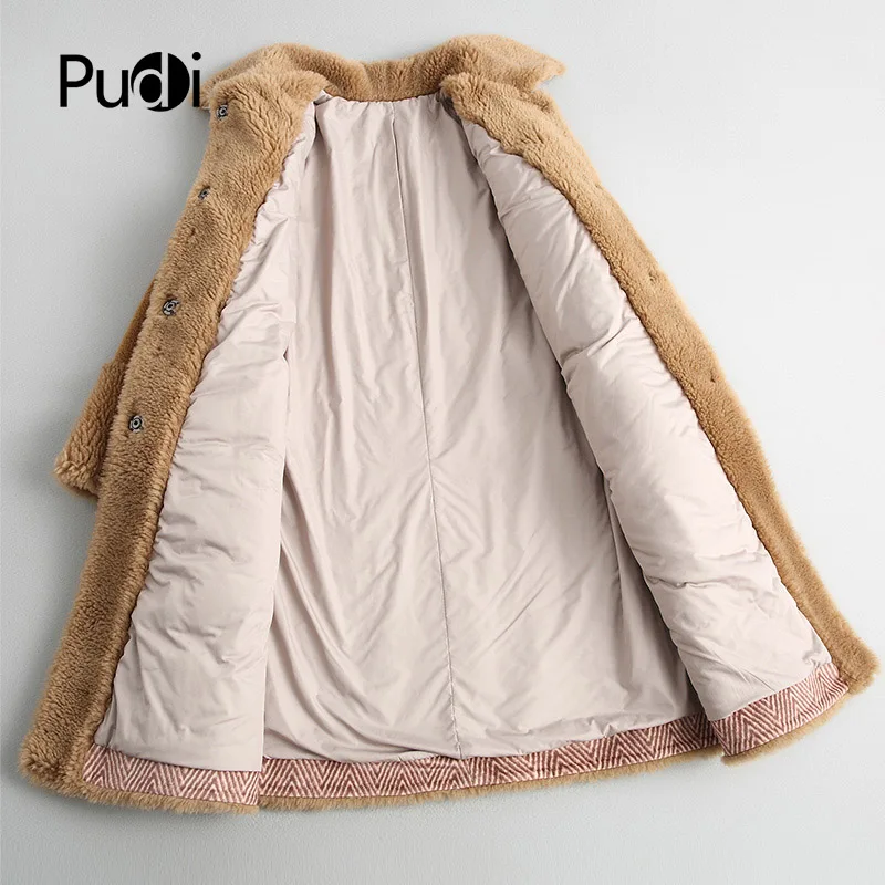 PUDI A18086, Женское зимнее пальто из натуральной шерсти, меховое пальто, теплая куртка, натуральный мех, пальто для девочек, Женская длинная куртка, пальто
