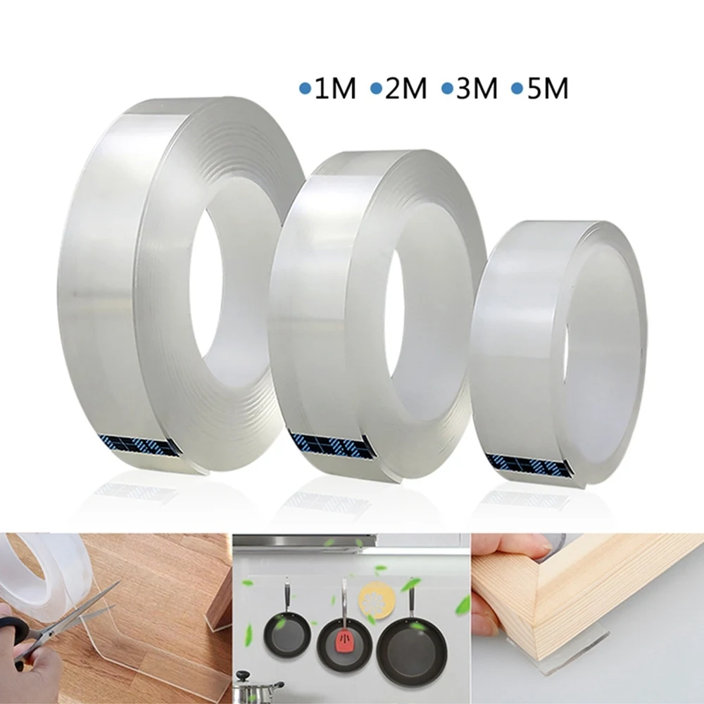 Multifunction Nano Tape Double Sided Wall Hangings Adhesive Glue Transparent Tapes Washable& Reusable Stickiness Gel Grip Tape