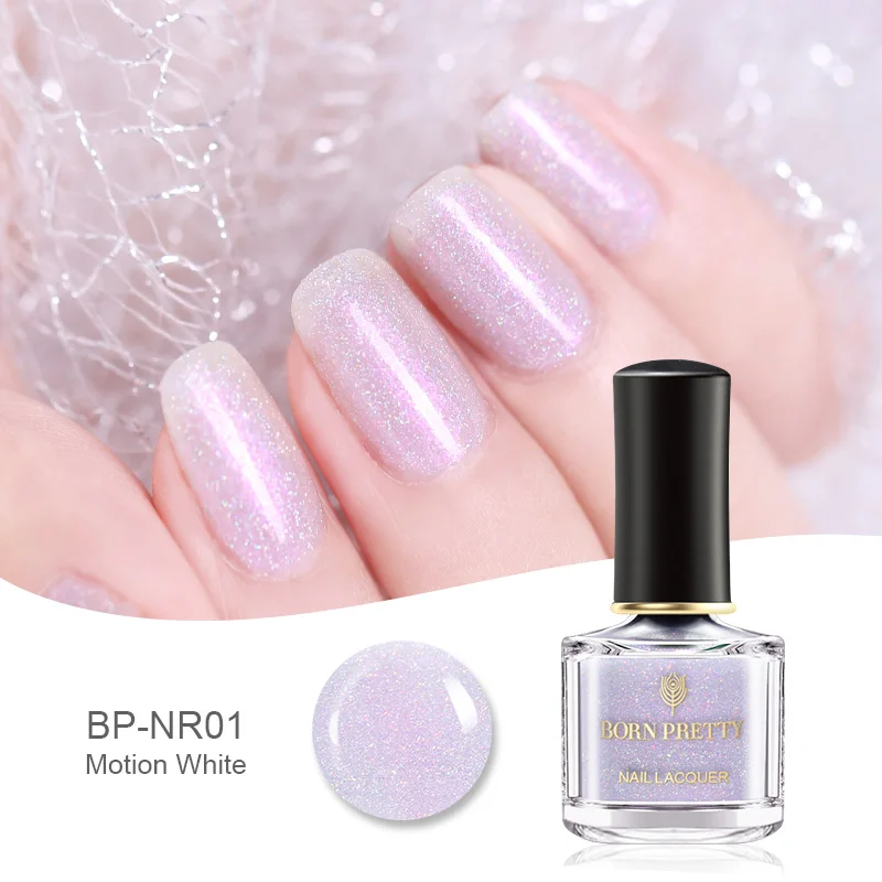 Motion White BORN PRETTY 6 мл Блестящий лак для ногтей Радужный лак для ногтей 6 мл голографический Полировочный для ногтей, маникюрный 7 цветов - Цвет: Motion White
