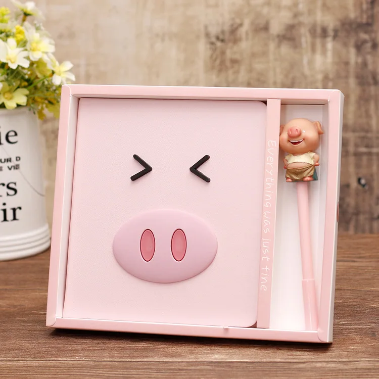 1 комплект Творческий Студент рождественские подарки Kawaii Плюшевые свитер с розовой Свинкой Тетрадь во время отключения девочка-путешественница's Secret записной книжки с милым ручка в форме поросенка