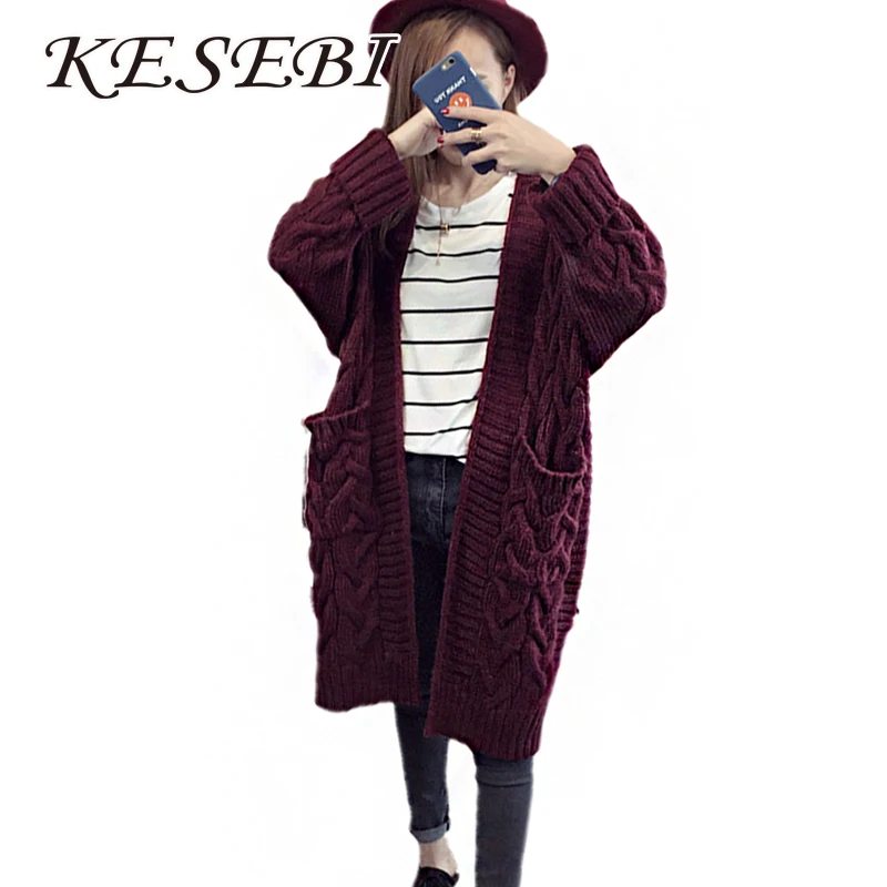 Clearance-Sale Winter Female army green Long Sleeve Cardigans Women Thick Warm Twist V-neck Open Stitch Sweaters |
