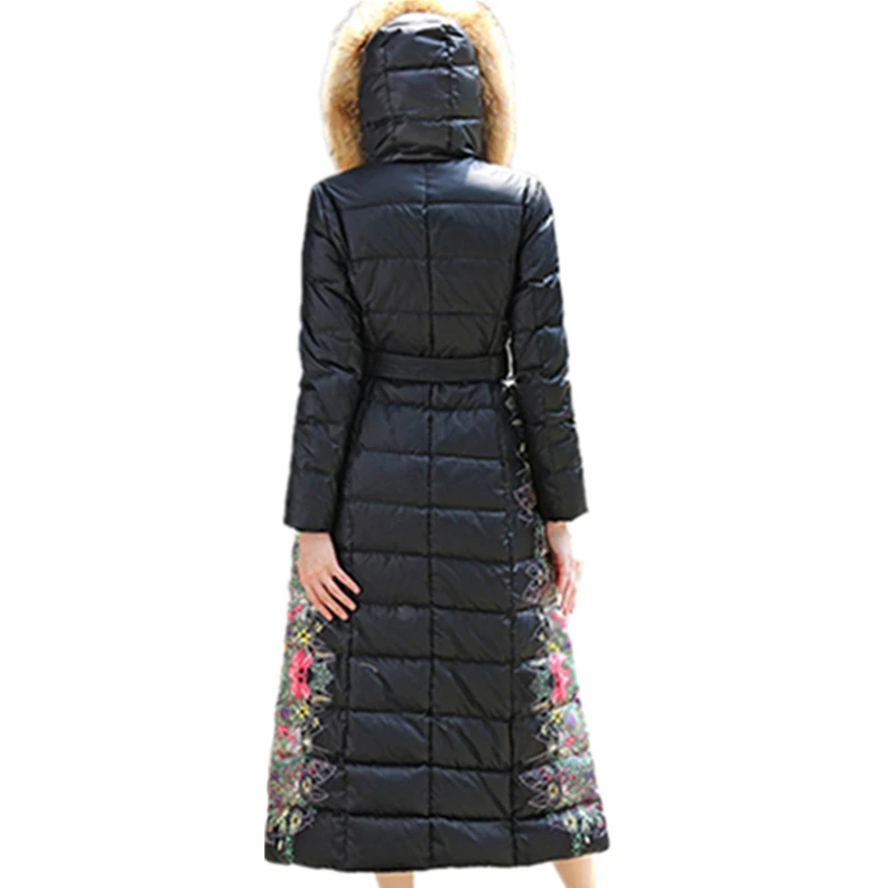 Для женщин Длинные парки 2017 новые зимние модные на молнии с принтом Макси утка