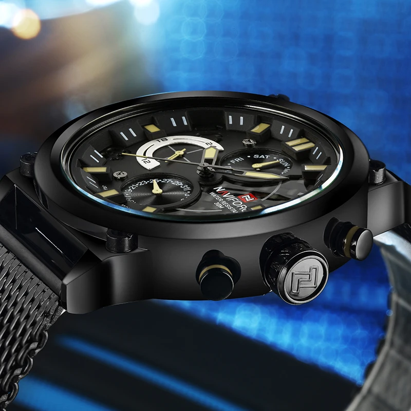 Часы NAVIFORCE Мужские кварцевые водонепроницаемые 3 АТМ 24 часа стальные 2018 | Наручные