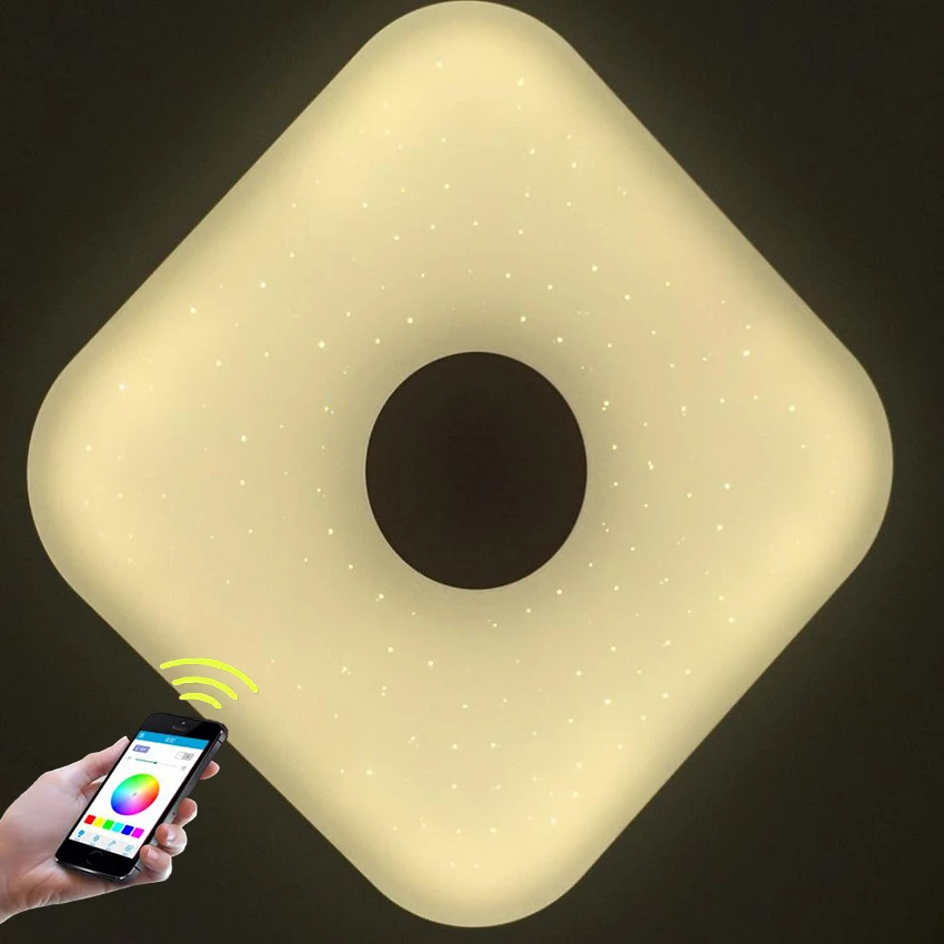 24w white sq star Светодиодный подвесной светильник с Bluetooth динамиком 24 Вт, 90-265 в, современный подвесной светильник с регулируемой яркостью, светильник для кухни и спальни - Цвет корпуса: 24w white sq star