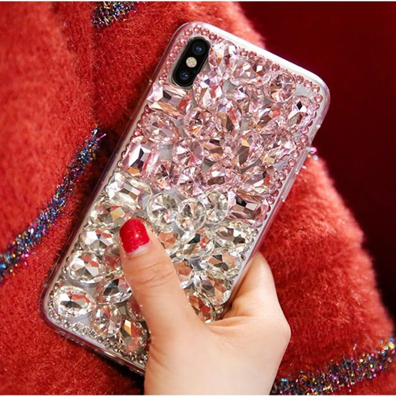 Чехол для iPhone XS Max XR X блестящий прозрачный мягкий чехол со стразами 5S 6S 7 8 Plus 11 Pro
