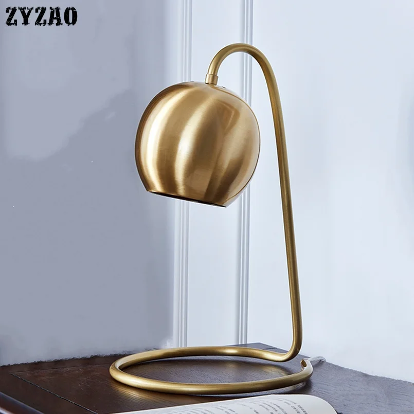 

Modern Nordic Copper Plated Retro Table Lights Art Deco Led Desk Lamp Simple Study Reading Lamps Cafe Bedroom Bedside Table Lamp