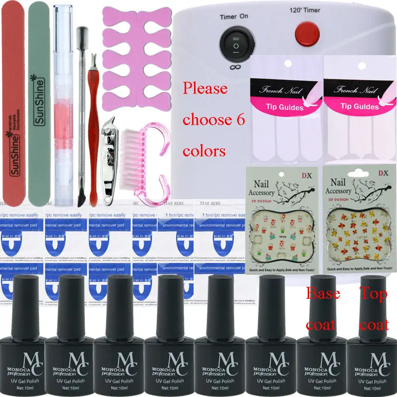 Nail Art инструменты комплект 36 Вт УФ-лампы и 6 Цвет 10 мл Soak Off Гель-лак для ногтей
