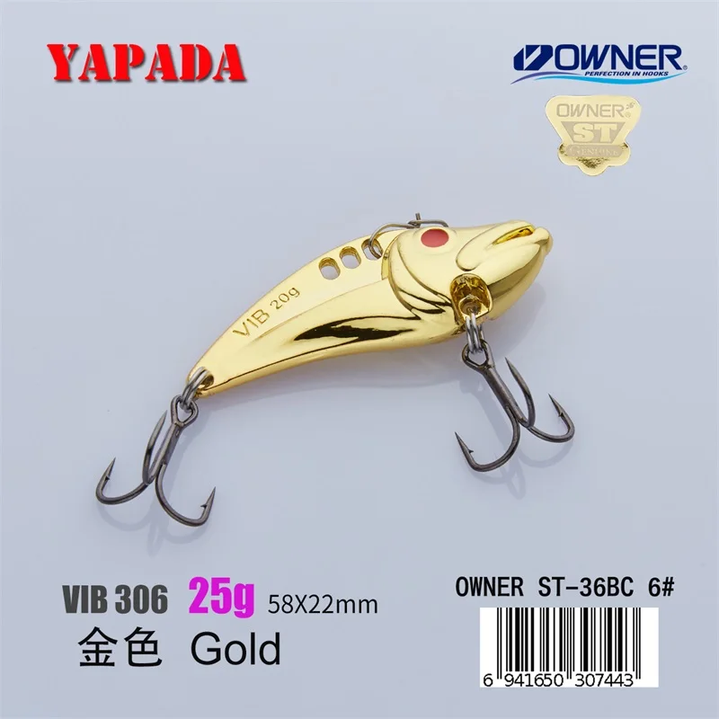 YAPADA VIB 306 Ghost 20 г/53 мм 25 г/58 мм владелец тройной крючок перо многоцветный цинковый сплав Металл VIB рыболовные приманки бас - Цвет: Gold 25g