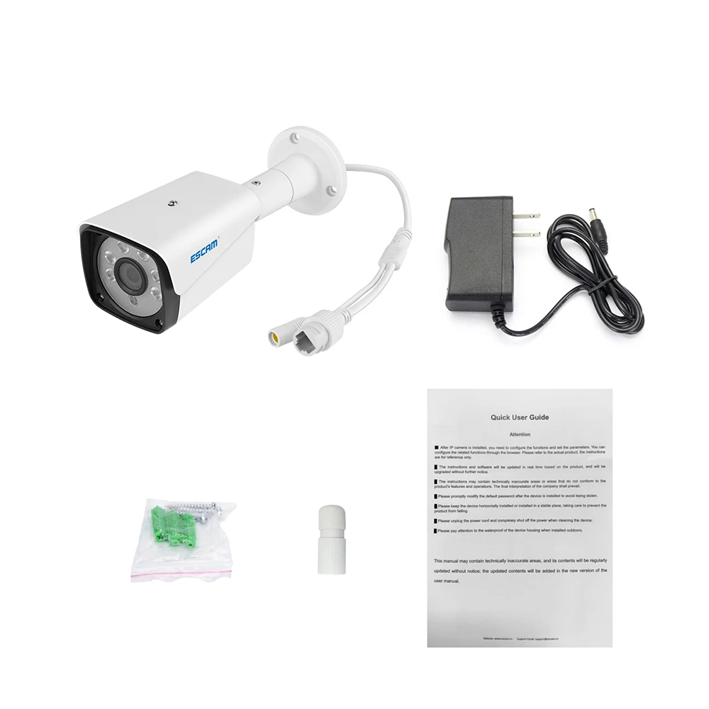 ESCAM QH002 HD 2MP IP камера ONVIF H.265 P2P наружная водонепроницаемая ИК-пуля с функцией умного анализа наблюдения.