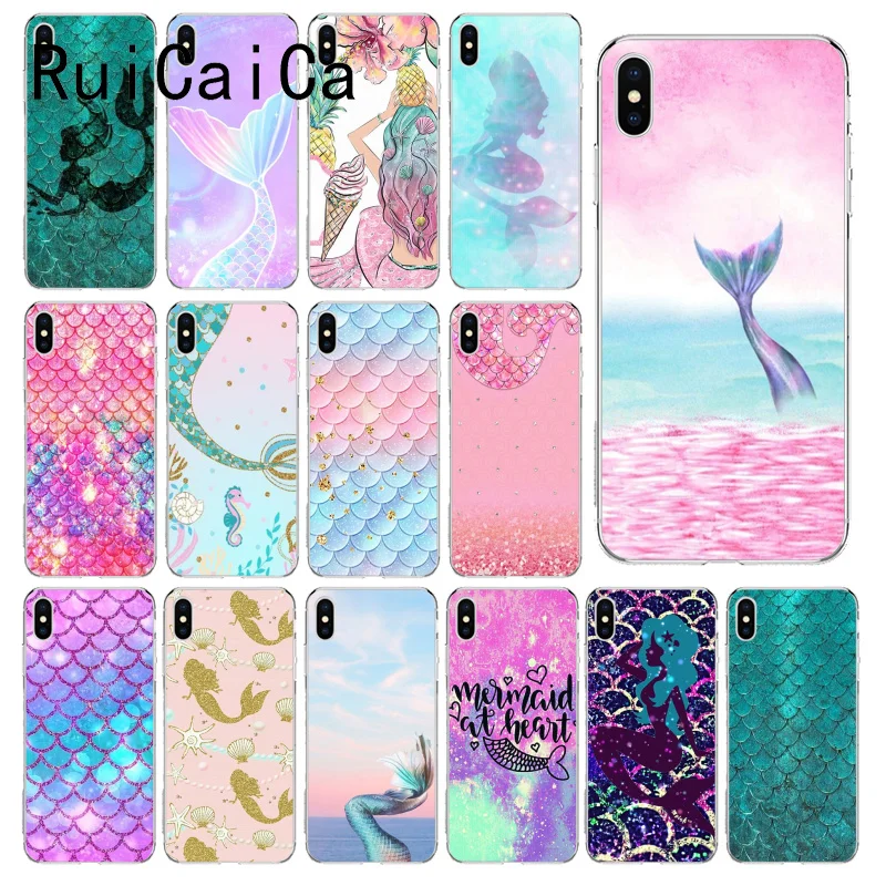 RuiCaiCa Русалка задний бампер DIY Роскошный чехол для iPhone X XS MAX 6 6s 7 plus 8 Plus 5 5S SE XR