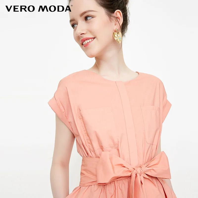 Vero Moda 2019 летнее женское платье розовое для работы эластичное боковое с разрезами