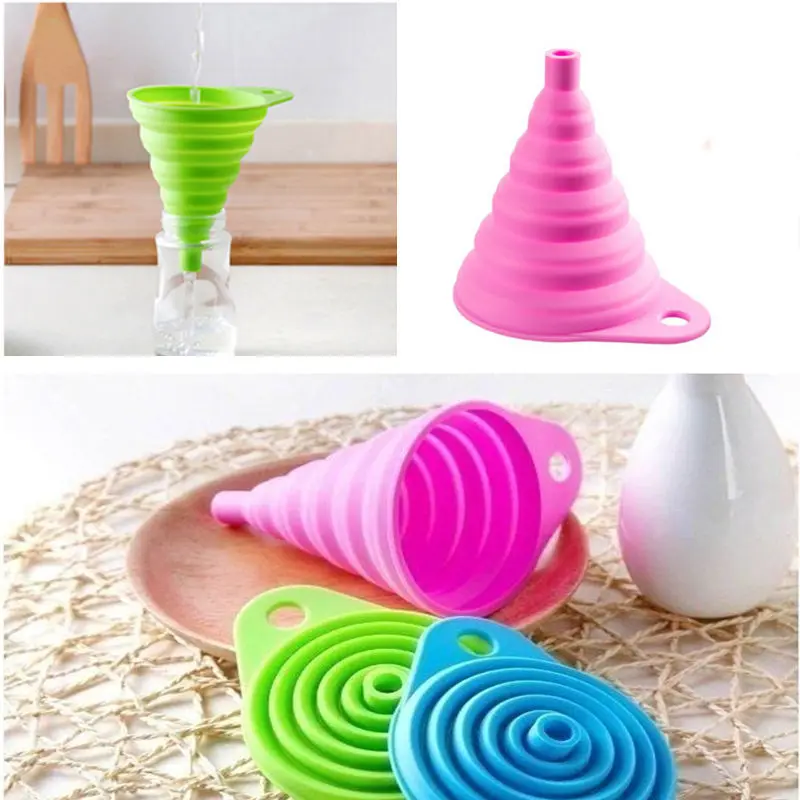 1 шт. милая Воронка карамельного цвета бытовая телескопическая силиконовая мини