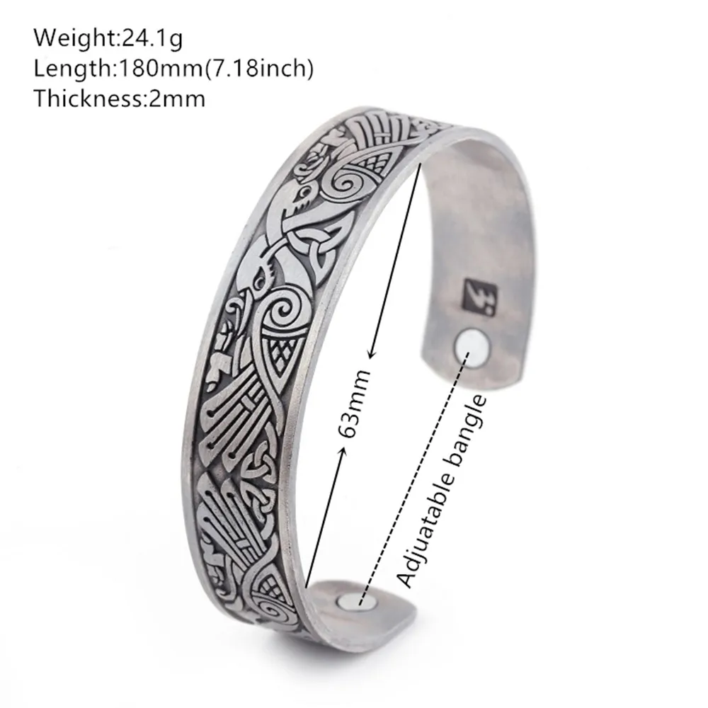 Antique Silver My shape Тотем Феникса Браслет-манжета Claddagh магнитные браслеты покрытые серебром ювелирные изделия для женщин - Окраска металла: Antique Silver