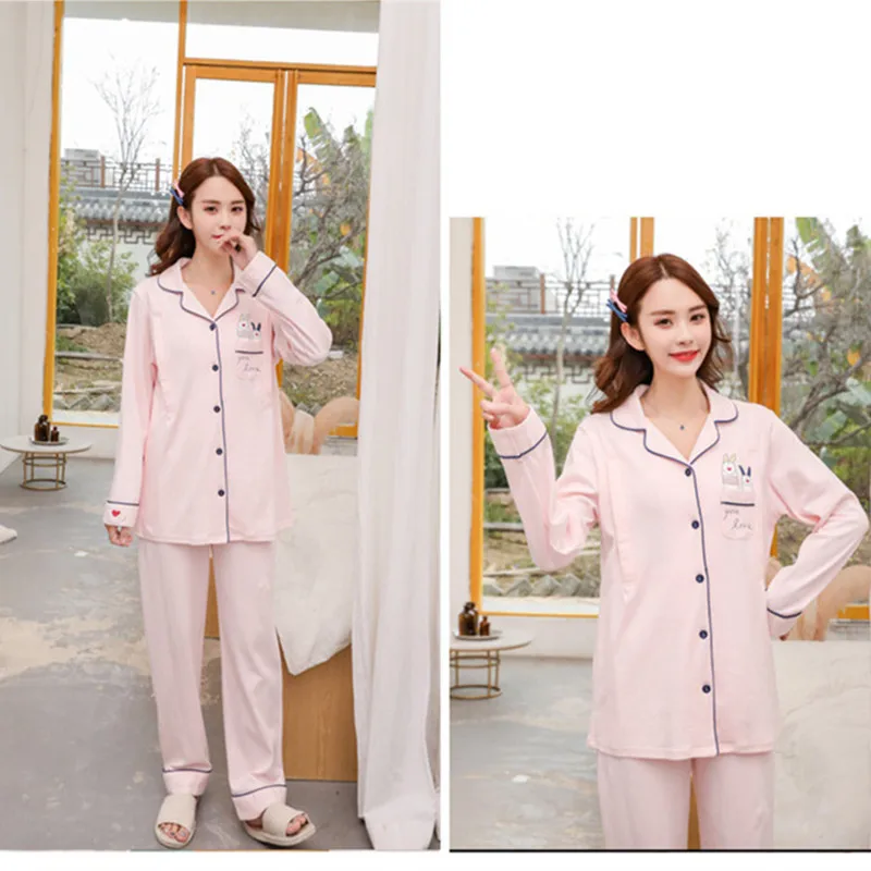 

The expectant mother nightwear long sleeve cotton maternity and nursing set Trousers homewear pregnant women's nursing nightgown