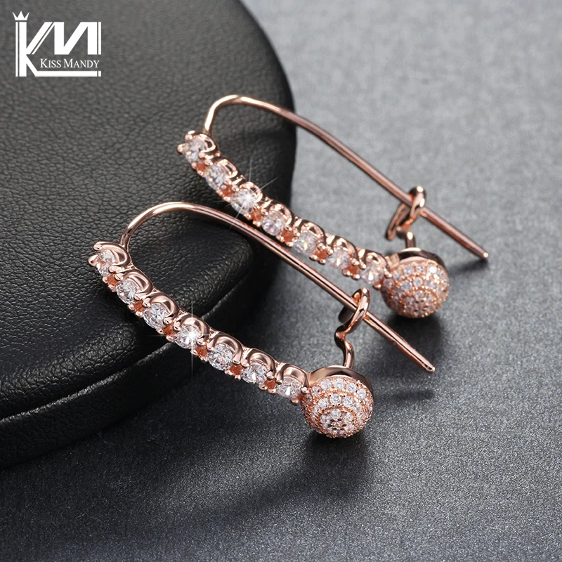 Поцелуй Мэнди Роуз Позолоченные AAA CZ Алмазный Хооп Серьги для Женщин Обручальное