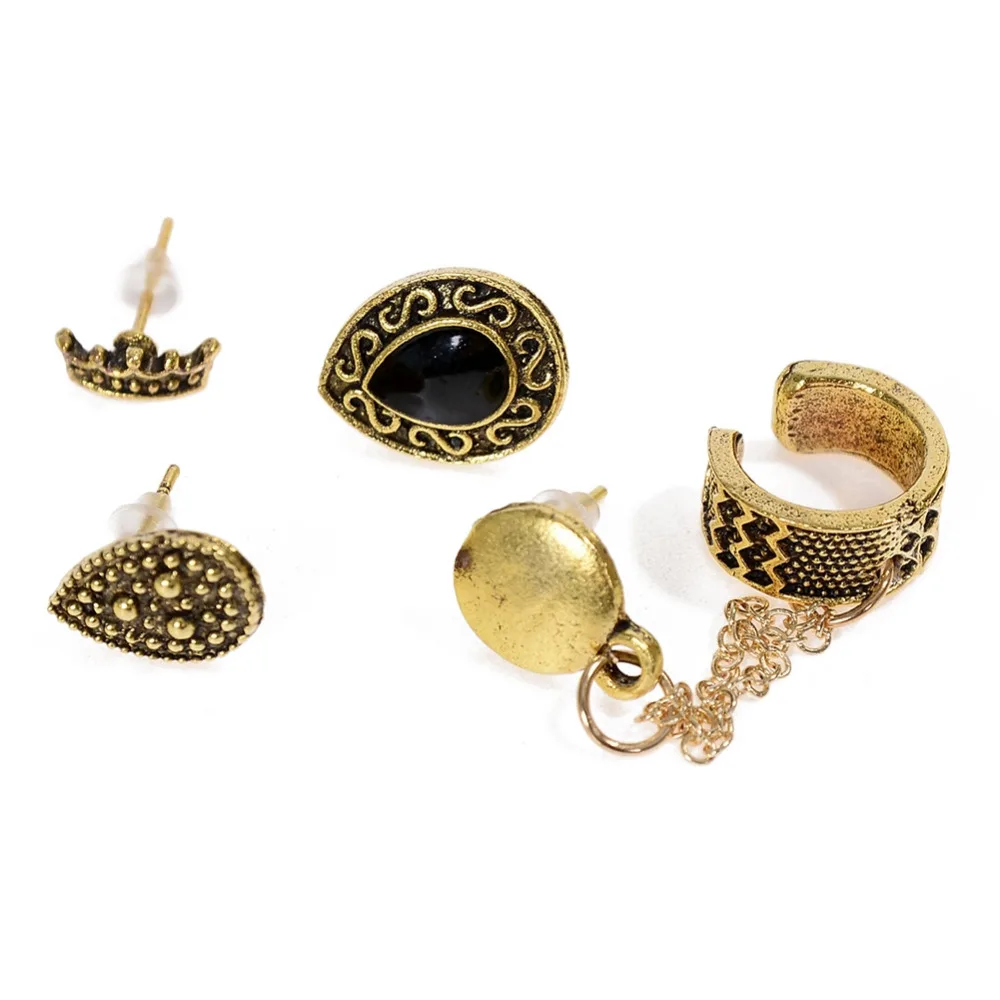 4PC/Set Women Fashion Vintage Geometric Crown Water Drops Ear Earrings Set | Украшения и аксессуары