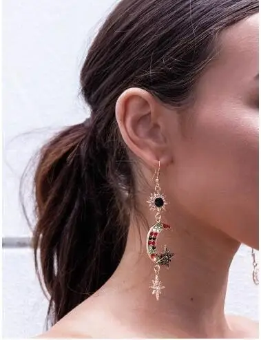 Boho шикарные серьги в форме капель Женские винтажные длинные свисающие Луна