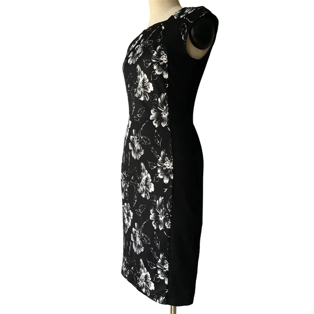 Женское элегантное рокабилли летнее платье футляр с цветочным принтом в полоску