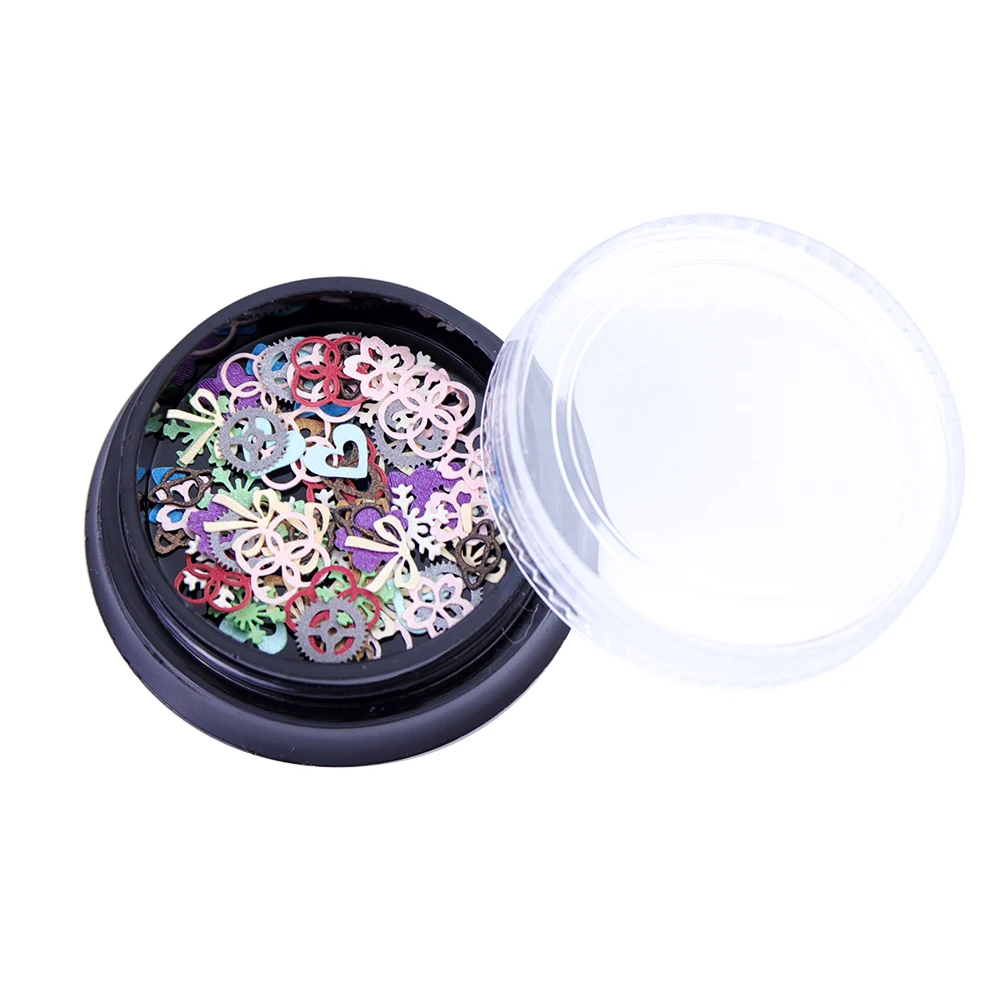 1 бутылка гвоздь в форме сердца Радужные Блестки пластинки для ногтей Палетка с