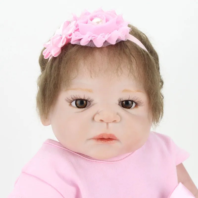 55 см Реалистичная Кукла Полный Силиконовые Возрождается Младенцы Ручной Розовый