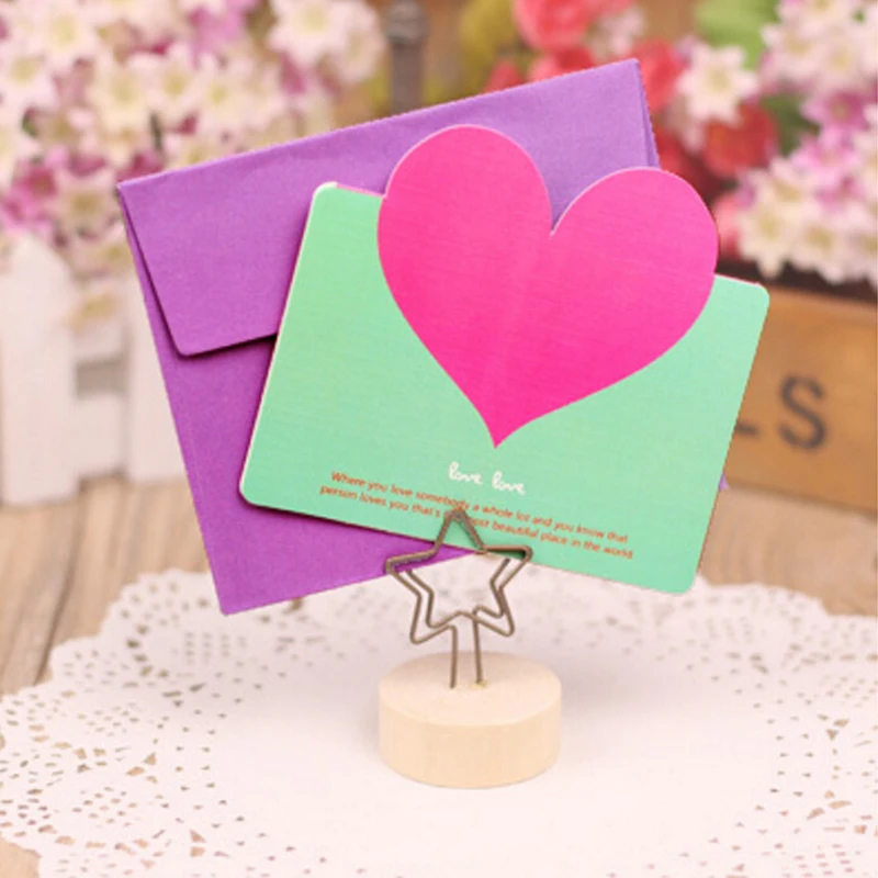 

Новая мода 30 шт в форме сердца День рождения поздравительные карты с конвертом творческие открытки Blessings любовь сердце свадьба поздравител...