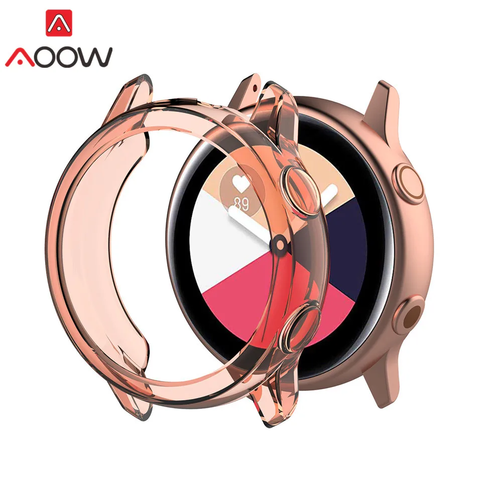 Pink Ультратонкий Мягкий ТПУ защитный чехол для samsung Galaxy Watch Active SM-R500 Прозрачный Анти-защита от падения - Цвет ремешка: Pink